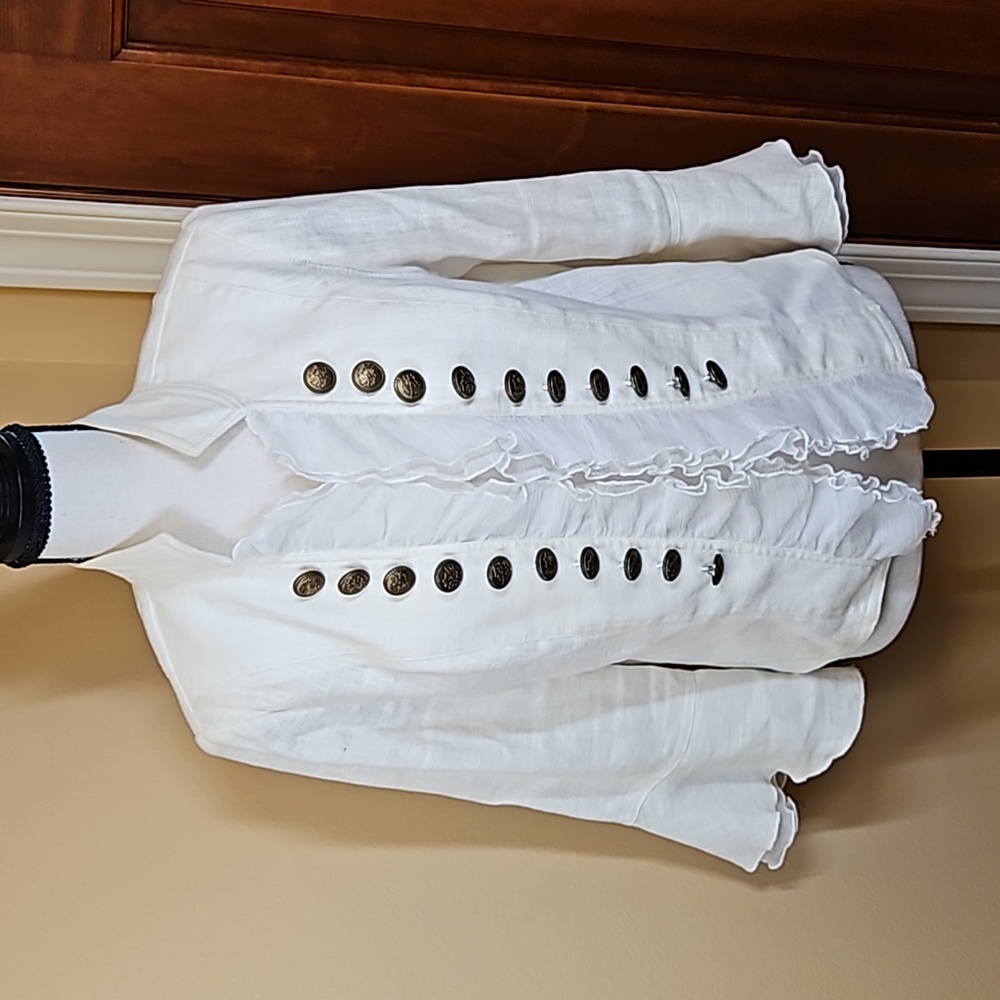 INSIGHT NEW YORK RUFFLE LONGSLEEVE JACKET TOP 4 CREAM OFF WHITE